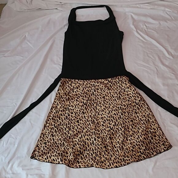Studio Y strapless black cheetah dress no tag measurements pictured - Picture 1 of 8